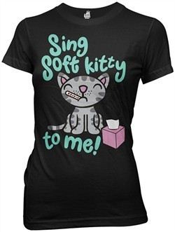 The Big Bang Theory Juniors Shirt Sing Soft Kitty Black Tee T-Shirt