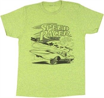 Speed Racer Comic Panel Speckled Green T-Shirt Sheer