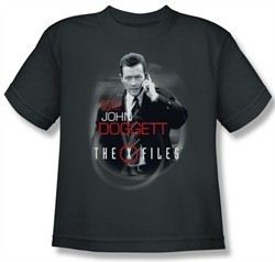 X-Files Shirt Kids Doggett Charcoal Youth Tee T-Shirt