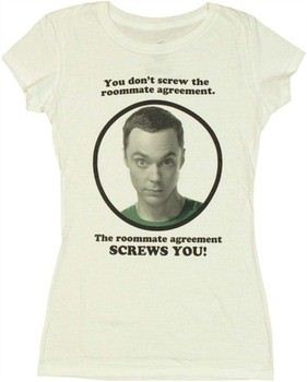 Big Bang Theory Sheldon The Roommate Agreement Screws You Baby Doll Tee
