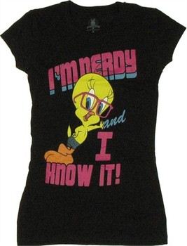 Looney Tunes Tweety I'm Nerdy and I Know It Baby Doll Tee
