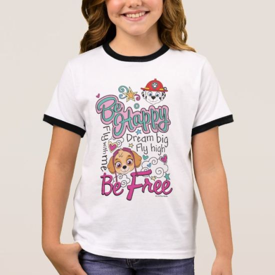 PAW Patrol | Be Happy Be Free Ringer T-Shirt