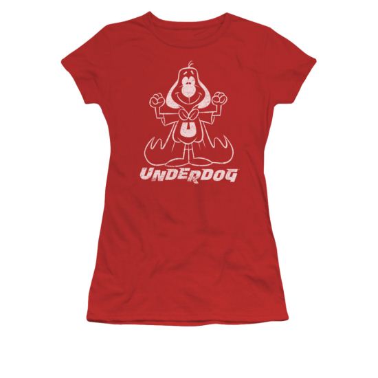 Underdog Shirt Outline Under Juniors Red Tee T-Shirt
