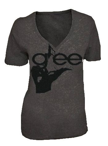 Glee Hand Charcoal Gray V-Neck Acid Washed Juniors T-shirt