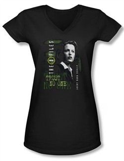 X-Files Shirt Juniors V Neck Scully Black Tee T-Shirt
