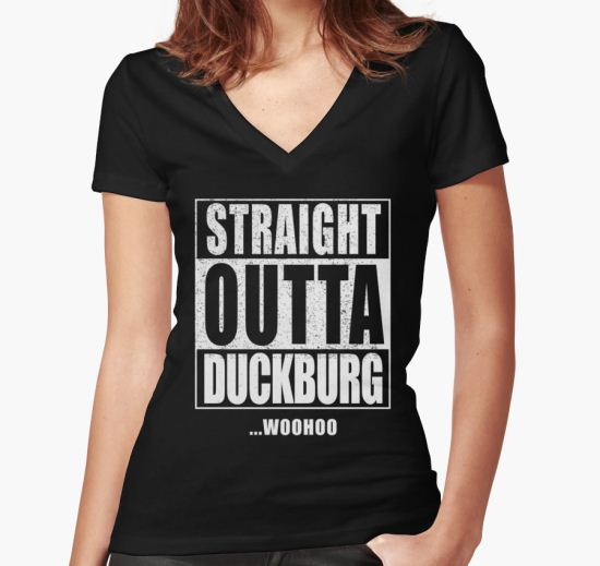 Straight Outta Duckburg Women's Fitted V-Neck T-Shirt by ChrisTomlinson T-Shirt