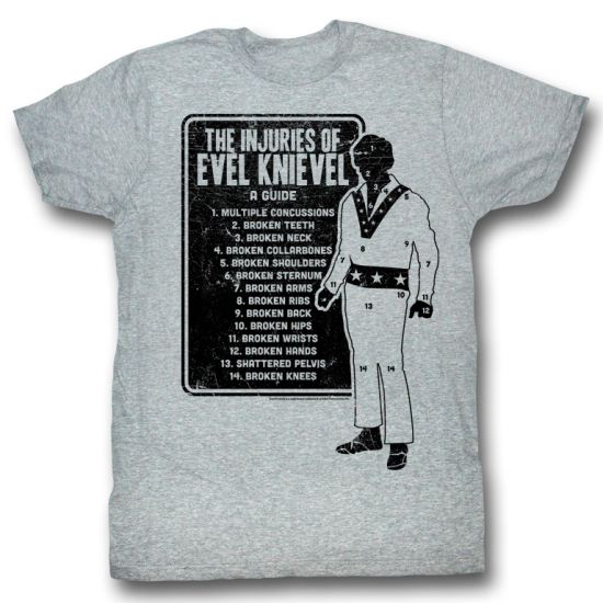 Evel Knievel Shirt Injuries Ash T-Shirt