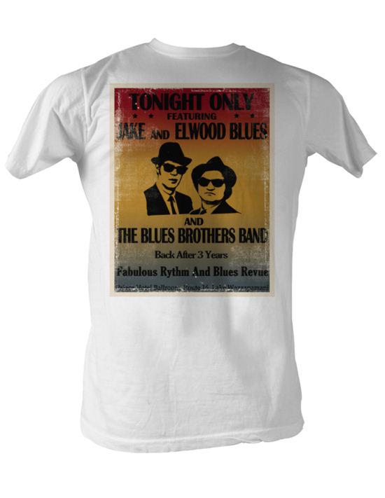 The Blues Brothers T-Shirt Tonight Only Adult White Tee Shirt