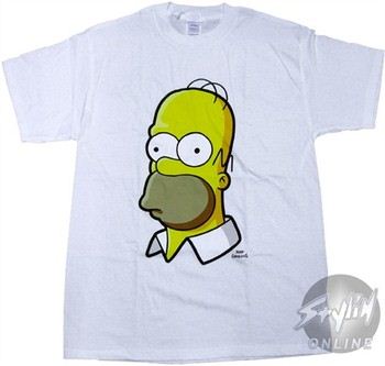 Simpsons Homer Head White T-Shirt