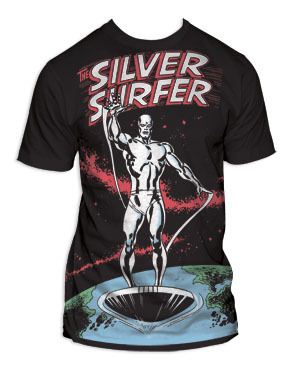 Fantastic Four Silver Surfer Subway Black Adult T-Shirt