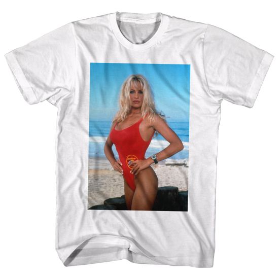 Baywatch Shirt Pam On The Beach White T-Shirt