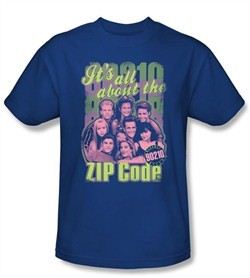 Beverly Hills 90210 T-shirt Zip Code Adult Royal Blue Tee Shirt