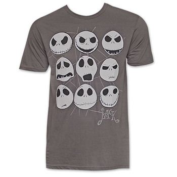 The Nightmare Before Christmas Jack Faces TShirt - Gray