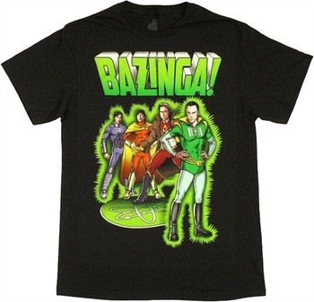 Big Bang Theory Comic Book Heroes Bazinga T-Shirt