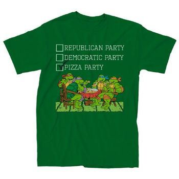 Teenage Mutant Ninja Turtles The Pizza Party Adult Green T-Shirt