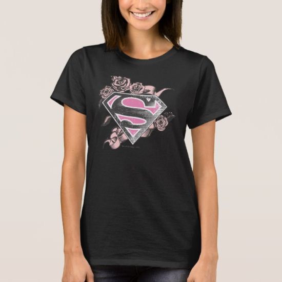 Supergirl Logo with Roses T-Shirt
