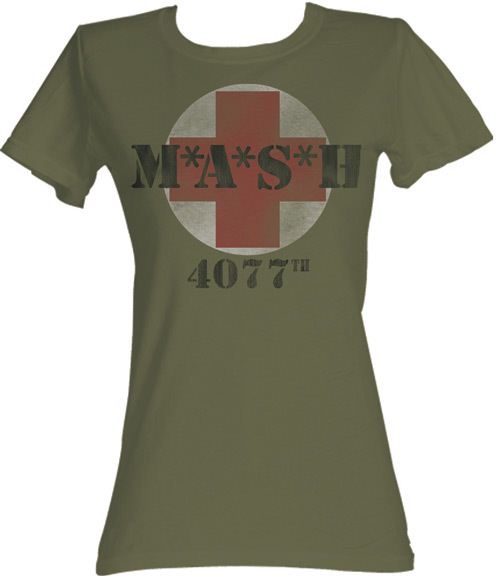 MASH 4077th Circle Army Green Juniors T-shirt