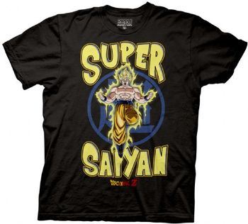 Dragonball Z Super Saiyan Yellow Text Black Mens T-Shirt