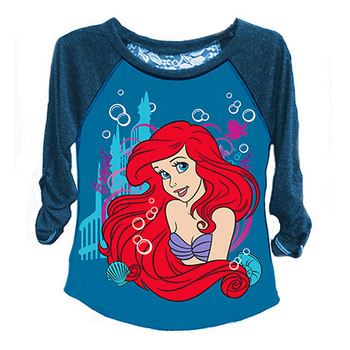 Disney The Little Mermaid Girls 7-16 Raglan Sleeve Ariel Tee Shirt