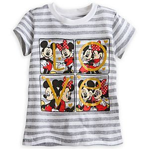 Mickey and Minnie Mouse Striped Tee for Girls