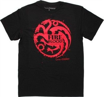 Game of Thrones Targaryen Dragon Sigil Fire and Blood Black T-Shirt