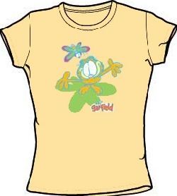 Garfield BUTTERFLY Juniors Size Fitted Girly T-shirt Tee Shirt