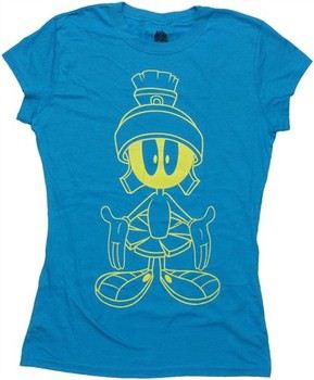 Looney Tunes Marvin the Martian Yellow Line Art Baby Doll Tee
