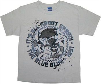 Sonic the Hedgehog It's All About Speed Blue Blur 1991 Youth T-Shirt