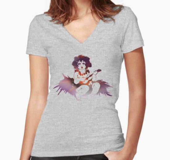 Vintage Ukulele Girl - Betty Boop style Women's Fitted V-Neck T-Shirt by TexasBarFight T-Shirt