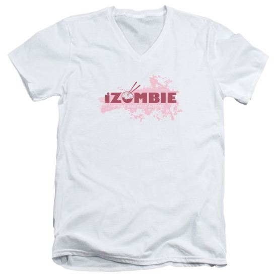 iZombie Shirt Slim Fit V-Neck Splatter Logo White T-Shirt