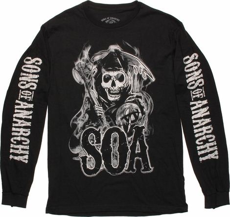 Sons of Anarchy Reaper ailé Mens Heather Poly Coton Shirt Charcoal
