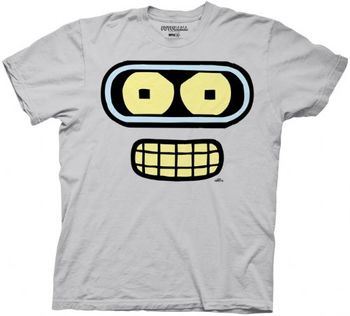 Futurama Bender Face Silver Gray Adult T-shirt