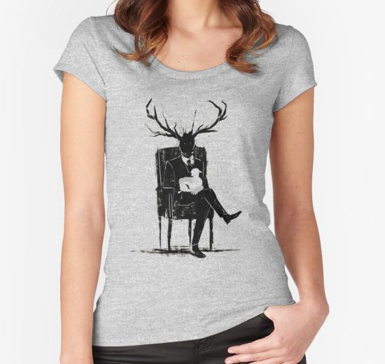 Hannibal Lecter NBC Stag Antlers Lamb Women's Fitted Scoop T-Shirt by nekhebit T-Shirt