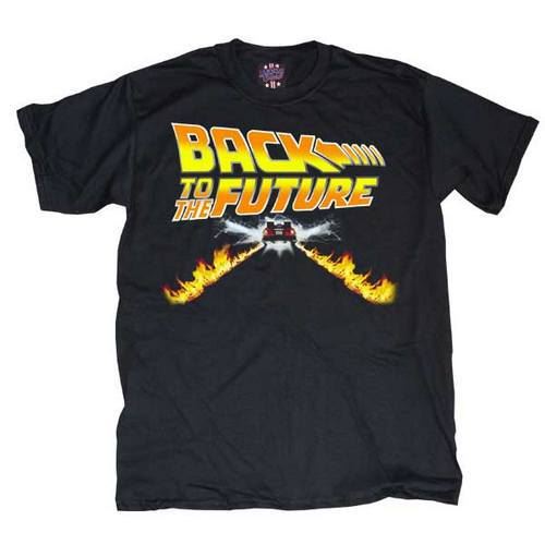 Back to the Future Flames Adult Black T-shirt