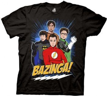 The Big Bang Theory DC Comics Superheros Group Guys Adult Black T-Shirt