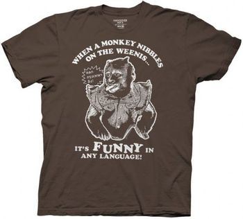 The Hangover II Monkey Nibbles on the Weenis Funny Brown Adult T-shirt