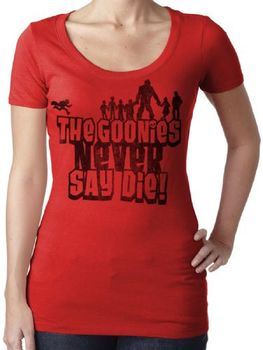 The Goonies Never Say Die Red Juniors T-shirt