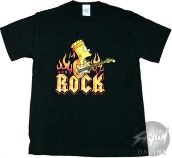 Simpsons Bart Born to Rock Flames T-Shirt