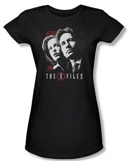 X-Files Shirt Juniors Mulder & Scully Black Tee T-Shirt
