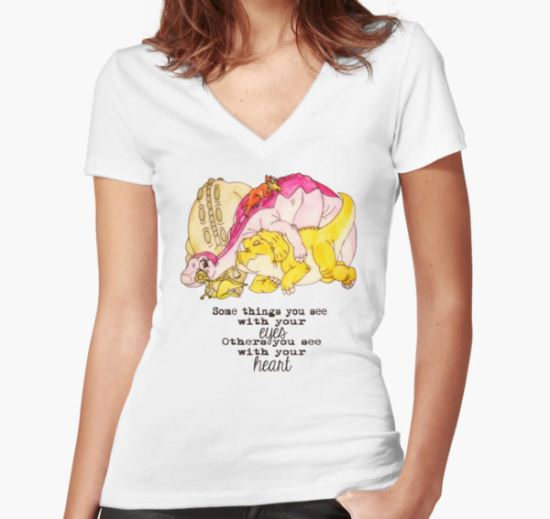 The Land Before Time: Group Hug Women's Fitted V-Neck T-Shirt by Milly2015 T-Shirt