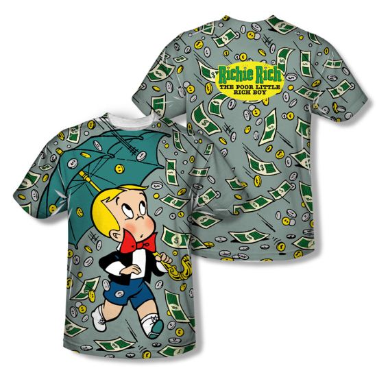 Richie Rich Shirt Raining Money Sublimation Shirt Front/Back Print