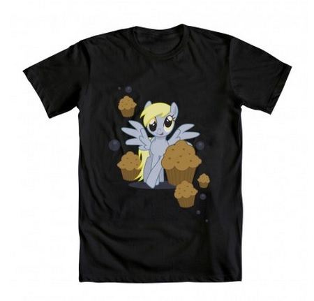 My Little Pony Derpy Muffins and Bubbles Adult Black T-shirt