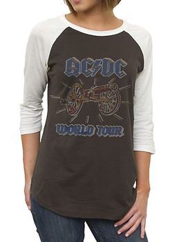 Junk Food AC/DC World Tour Vintage All American Raglan Juniors T-shirt