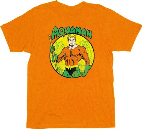 Aquaman Circle Image Orange Adult T-shirt