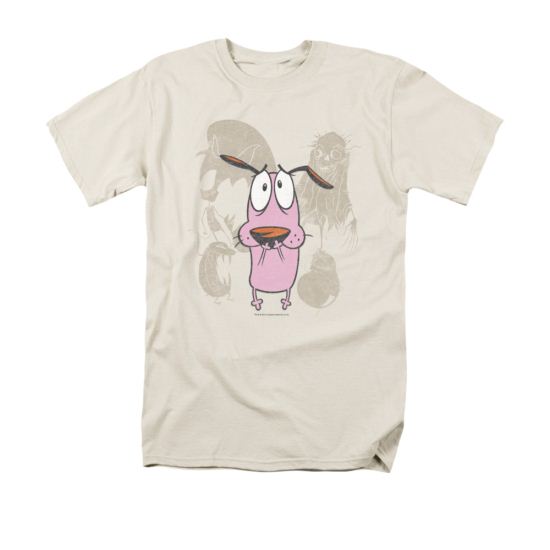 Courage The Cowardly Dog Shirt Monsters Adult Cream Tee T-Shirt