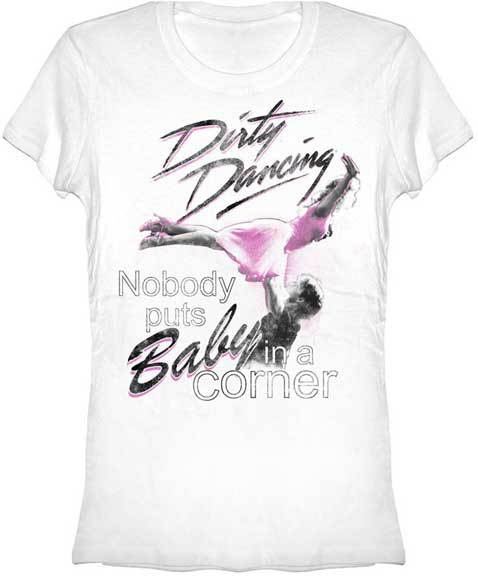 Dirty Dancing Nobody Puts Baby in the Corner White Vintage Juniors/Ladies T-shirt