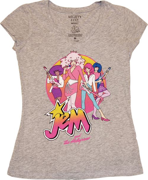 Jem and The Holograms Playing Circle Juniors Heather Gray T-shirt