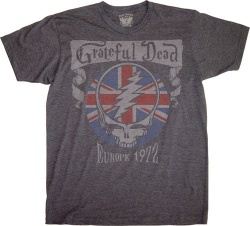 Grateful Dead T-shirt Europe 1972 Adult Charcoal Tee Shirt