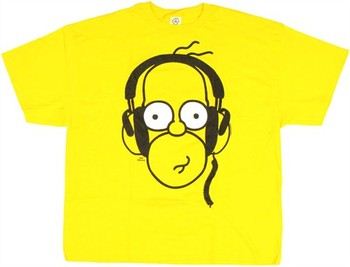 Simpsons Homer Wearing Headphones T-Shirt