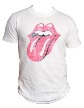 Rolling Stones Classic Distressed Tongue On White Men's T-Shirt
